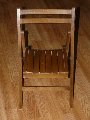 Vintage Childs - Kids Wooden Slat Folding Toddler Wood Chair Antique Seat