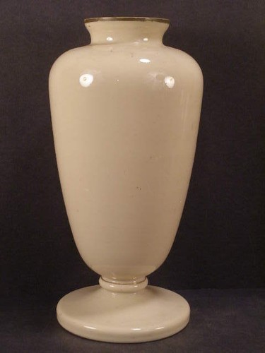 LG 19c Victorian French Opaline Custard Glass Hand Painted Enamel Mont Joye Vase