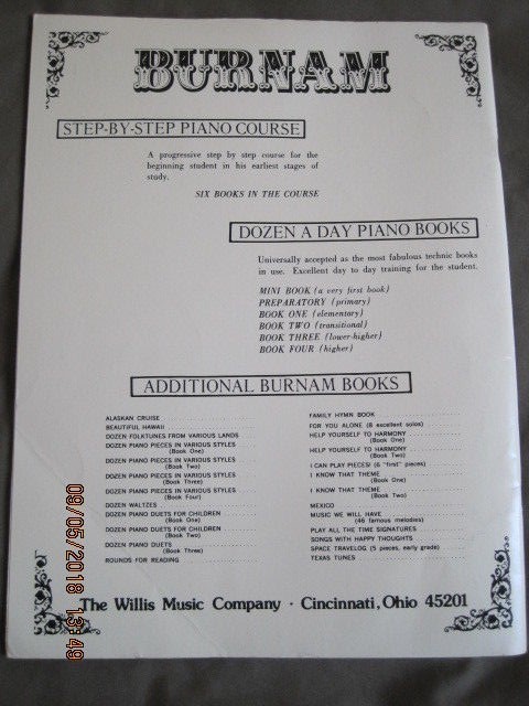 A Dozen a Day Song Book by Edna Mae Burnam No 3 45 page