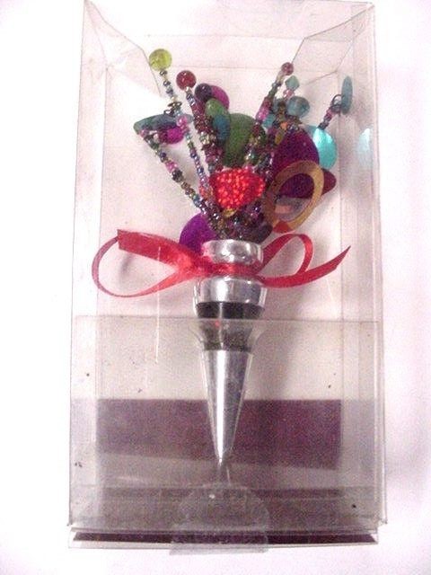PIER 1 IMPORTS -- MULTI COLOR BEADED BOTTLE STOPPER, MADE IN INDIA