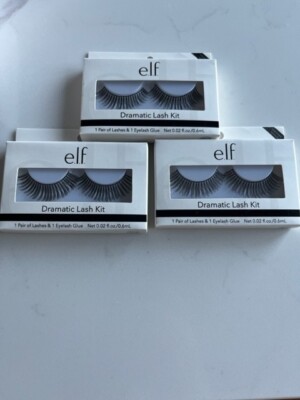 LOT- e.l.f. Dramatic Lash Kit #1714  1 pair lashes and glue set - 3 PACK SEALED