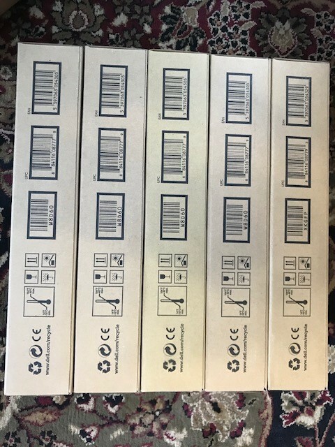 Five (5)print cartridges for a Dell Model C3765 Color MFP printer.  4 B, 1M