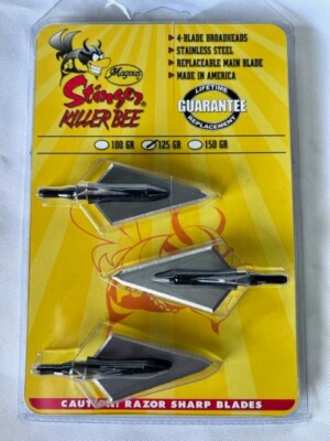 Magnus BROADHEAD - 125 GR Killer Bee Stinger - 4 Blade - 3 Pack