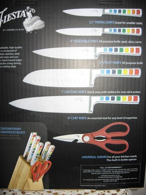 Fiesta MASQUERADE 7 PC. CUTLERY OAK BLOCK SET  - NIB