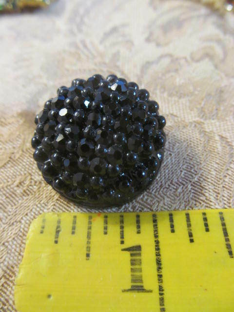 Lot of 18~Fancy Buttons Vintage Rhinestone Green Amber Black Jewels Facet Cut