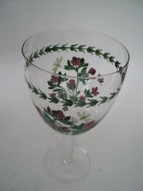 3 Portmeirion Botanic Garden Hand Painted Goblets  18 fl oz with orig labels