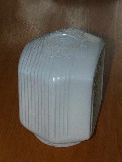 Vintage Bathroom Art Deco Milk Glass White Clear Light Shade Globe