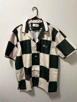 100 Thieves '23 Torque Button Up - Green/Crème XXL (NWT)