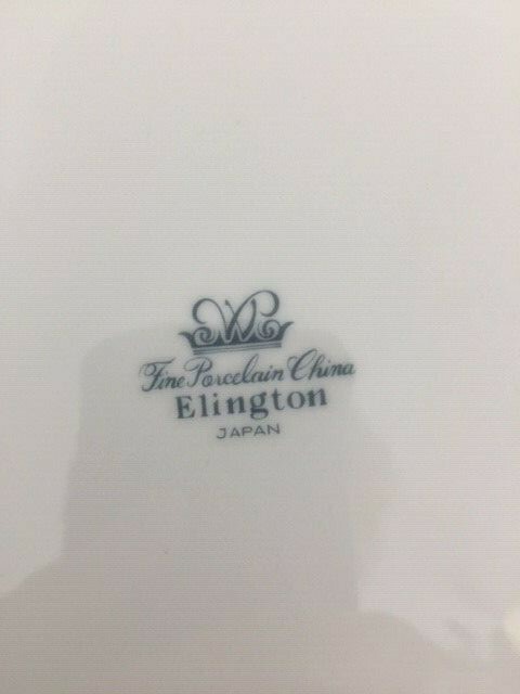 4 - Fine Porcelain Elington Footed Cups and Saucers with Platinum Trim Excellent