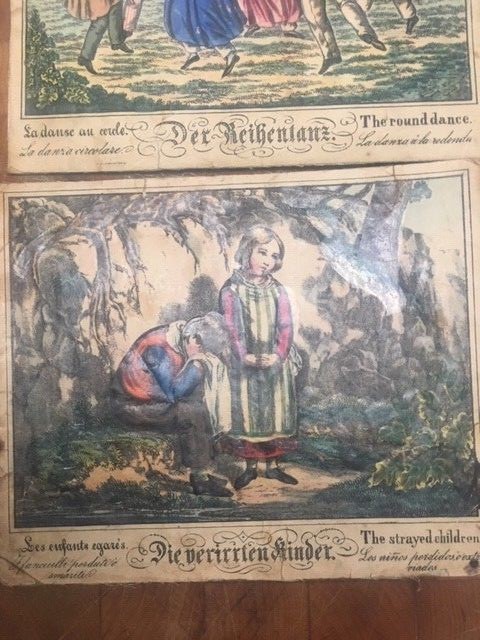 Cubic Metamorphoses German Wooden 6 Sided Puzzle 1850's Juvenile Color Lithos