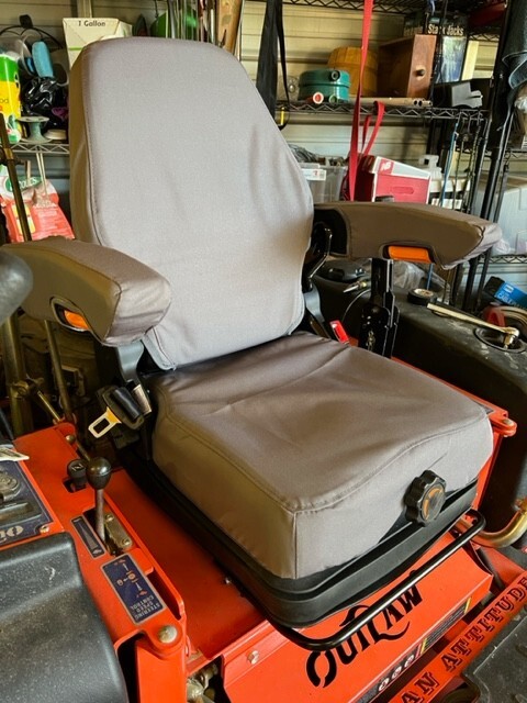 Forklift & Tractor Suspension Seat with Adjustable Armrest Made in Gray Endura.