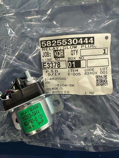Isuzu 4HK1 Diesel Engine Glow Relay Plug 5825530444, 12V | eBay