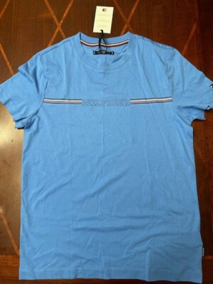 TOMMY HILFIGER BLUE CLASSIC FIT LOGO T SHIRT SIZE MEDIUM