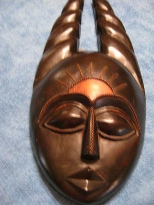 2 Hand Carved Painted Wood Wall Hanging  Mask.... lot of 2