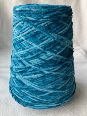 Astro Dye Works Yarn Cone 1000 YPP 100% Cotton Chenille Color Peacock (Blue Mix)