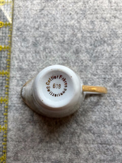 Cottier Freres-Switzerland-Interlaken Scene/Gold Trim Miniature Creamer #608