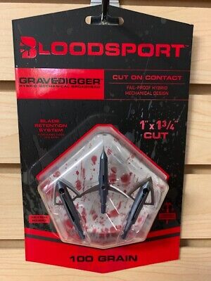 BloodSport Grave Digger Cut On Contact 100 gr Hybrid Mechanical Broadhead 10775