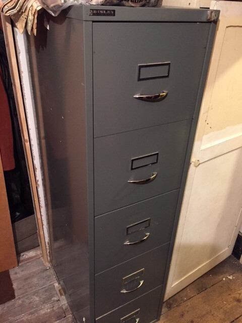 Free Free Free Vintage Bisley 5 Drawer Steel Filing Cabinet
