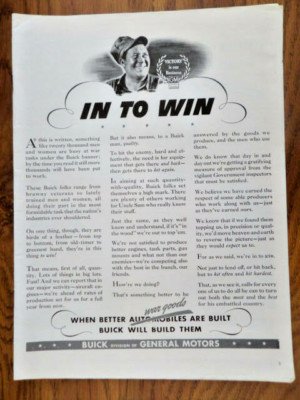 1942 Vaseline Hair Tonic Ad  1942 Buick General Motors Ad In to Win