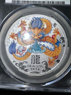 2024 P125 Year of the Dragon Silver Orange Colorized CAC MS70