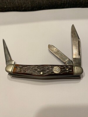 VINTAGE BOKER USA  8593 3 BLADE STOCKMAN FOLDING POCKET KNIFE- 3 1/2'' long 