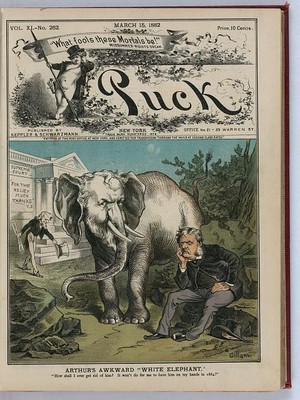 Photo of Puck,Arthur's Awkward White Elephant,1882,Gillam,Roscoe Conkling