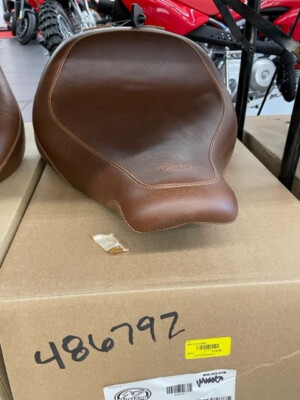 Mustang Smooth Wide Tripper Brown Solo Seat HD Harley Fat Boy 18-22