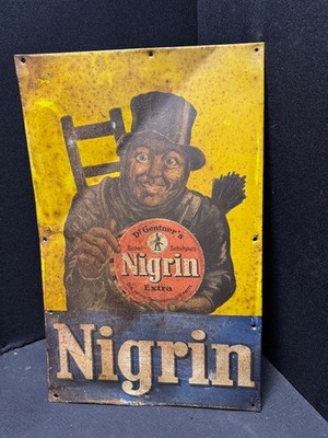 Nigrin Schornsteinfeger Blechschild - sehr selten 47 x 30 cm - Um 1915/20