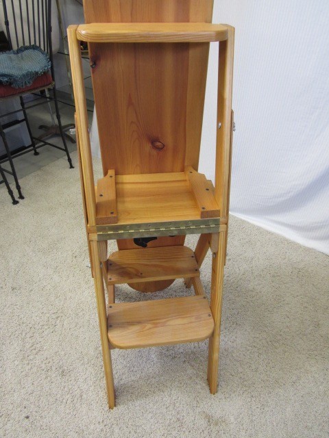 Amish Chair Ironing Board with Hidden Step Stool Country Decor Heart
