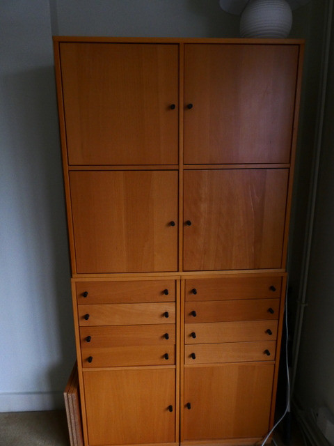 Original Ikea Besta Units Beech Colour Veneer Cupbaords And
