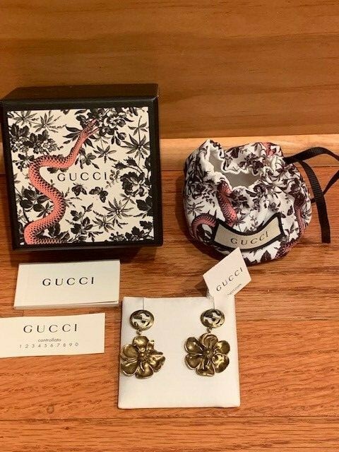 SALE Gucci Logo GG Dangle Flower Earrings NIB, Markdown | eBay