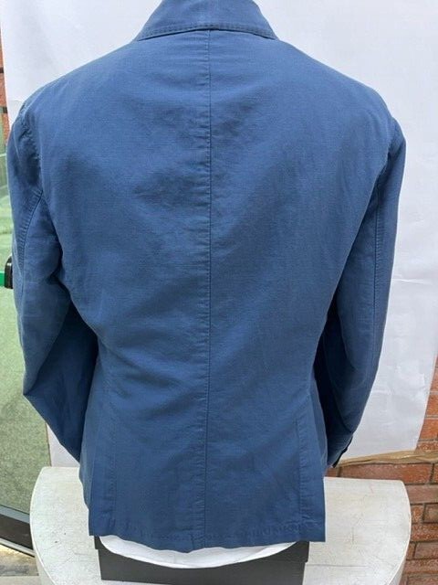 Pre-owned Montedoro € 740  Men Jacket Bouble Breasted Made In Italy Blu Cotton Linen In Blue