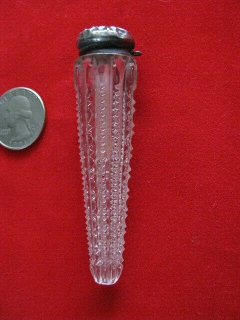 antique sterling silve and glass chatelaine