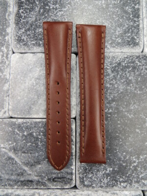 18mm Calf Leather Strap Brown Deployment Watch Band for OMEGA Speedmaster BR x1