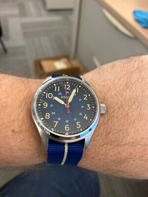 NIB Tommy Hilfiger Blue Dial Brown Leather Embossed Straps