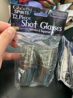 Ghostly Spirit Ghost Shot Glasses Grey Halloween Cocktail 12 Piece Set!