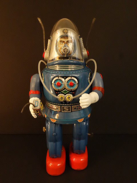 ALL ORIGINAL NOMURA ROSKO ASTRONAUT ROBOT BATTERY OPERATED + BOX JAPAN 1962