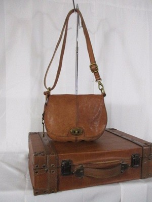 Fossil Brown Leather Crossbody Shoulder Bag Handbag Purse   