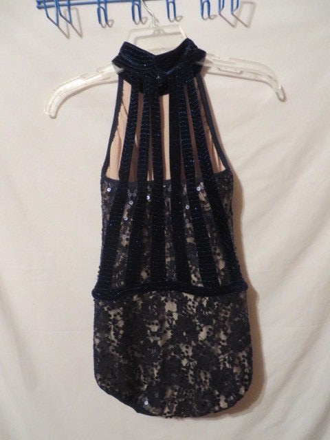 Tenth House Lined Dancing Outfit, Sleeveless, Sequins, Velvet, Lace, Sz. SA