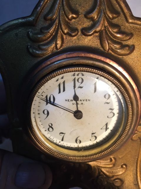 Antique Cast Brass Gilt  Shelf Clock New Haven Clock Co - Works - # C 55