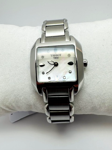 Pre-owned Tissot T-wave Ladies Diamond Stainless Steel Swiss Quartz Watch T02128574