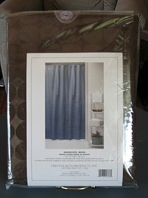 CREATIVE BATH SHADOW DOTS SHOWER CURTAIN BLUE BROWN OR AQUA NEW 72 X 72