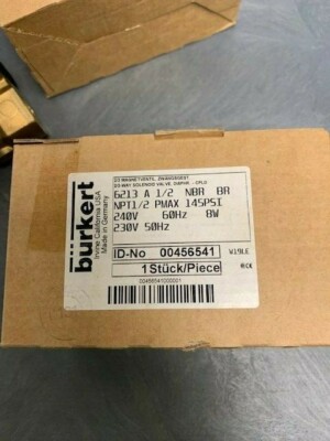 Burkert 6213 A 1/2 NBR BR Solenoid Valve 2/2 Way 240V 60Hz 145PSI 00456541