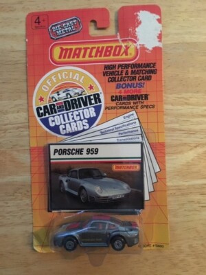 1989 Matchbox Car and Driver 5 Trading Cards & Porsche 959 Diecast New VTG 15600
