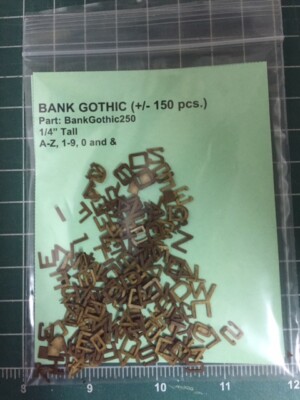 Laser Cut Letter Set Bank Gothic 1/4'' 150 Pcs. N, HO, S, O Scale Modeling