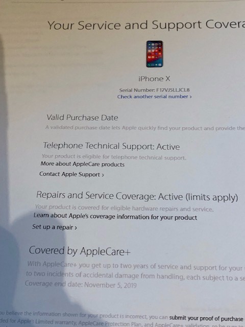 Apple iPhone X - 256GB - Space Gray (Unlocked) A1901 (GSM) Apple Care