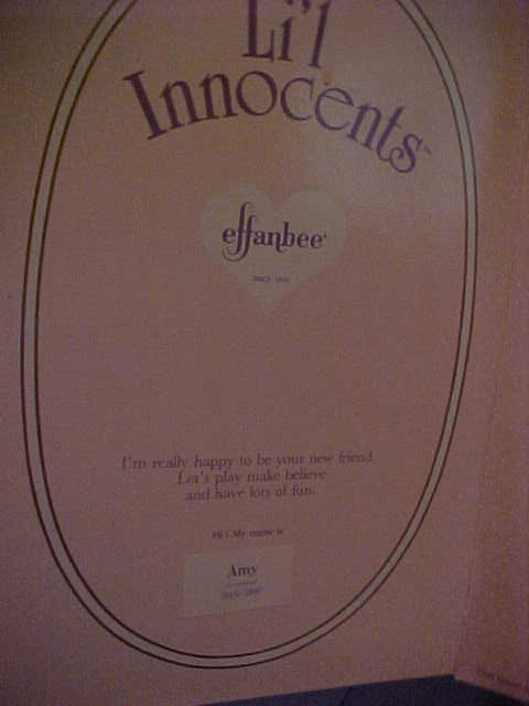 Effanbee Li'l Innocents Amy 2847 1988 First  Communion NRFB Brunette