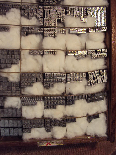 USED EXCELLENT CONDITION HOWARD IMPRINTING MACHINE TYPE, 12 PT. GARAMOND SORTED