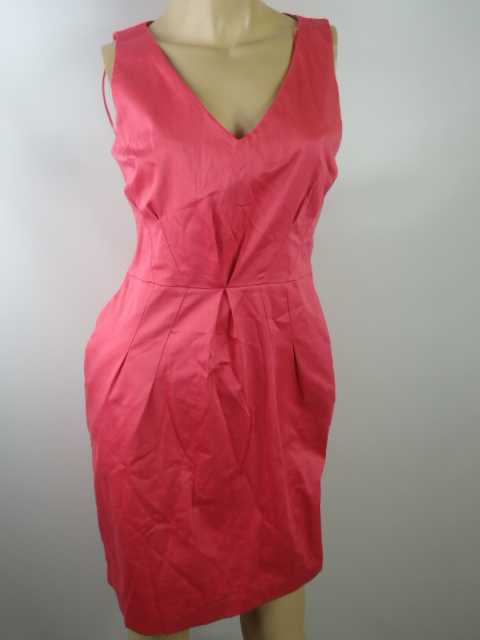 Ladies Pink Fitted Cotton Knee Length Smart Office Dress Uk 10 Eu 38 Ebay