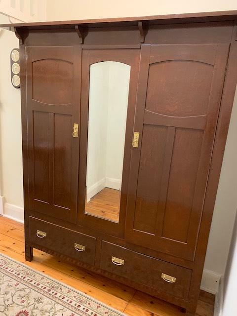 Antique 2 Door Wardrobe With Mirror And 2 Drawers